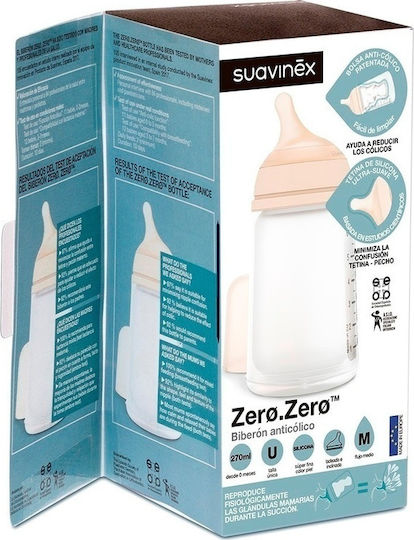 Suavinex Πλαστικό Μπιμπερό Zero Zero Κατά των Κολικών με Θηλή Σιλικόνης για 0+ μηνών Διάφανο 270ml