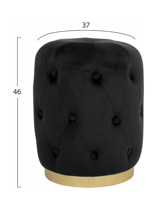 Stool For Living Room Upholstered with Velvet Torrie Black 37x37x46cm