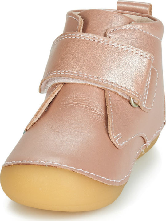 Sabio Anatomisch Lederne Kinderstiefeletten mit Klettverschluss Rosa