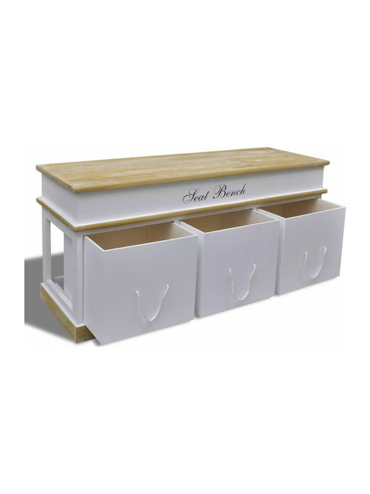 Entry Furniture with Shoe Rack & Bench White / Brown 100x35x45cm