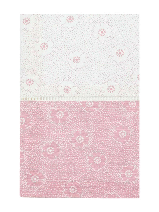 PiP Studio Τραπεζομάντηλο Βαμβακερό με Κέντημα Floral Dotted Flower Pink 150x250εκ.