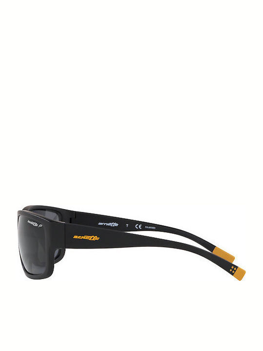 Arnette Bushwick Male Sunglasses With Black Horn-Rimmed Frame And Grey Polarized Lens AN4256 0181