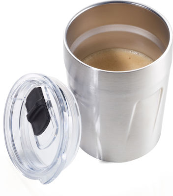 Troika Hot Drinks Mug Espresso Doppio Glass Thermos Stainless Steel Silver 160ml with Mouthpiece CUP65/ST