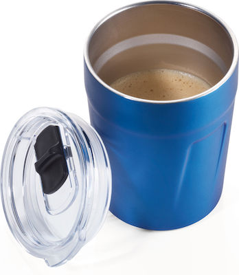 Troika Hot Drinks Mug Espresso Doppio Glass Thermos Stainless Steel Blue 160ml with Mouthpiece CUP65/BL