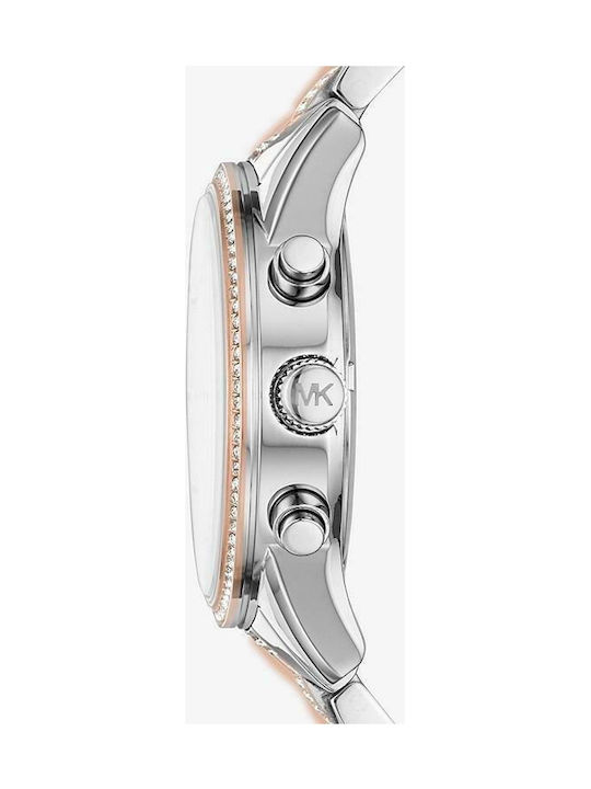 Michael Kors Ritz Crystals Ρολόι με Μεταλλικό Μπρασελέ σε Ασημί χρώμα