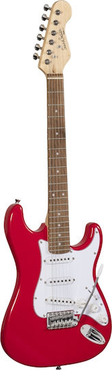 Soundsation Electric Guitar Rider Junior 3/4 with SSS Pickups Layout, Tremolo, Rosewood Fretboard in Fiesta Red