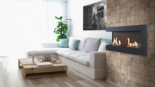 Kratki Delta P 900 Tuv Indoor Wall Mounted Bioethanol Fireplace Black 90x22x48cm