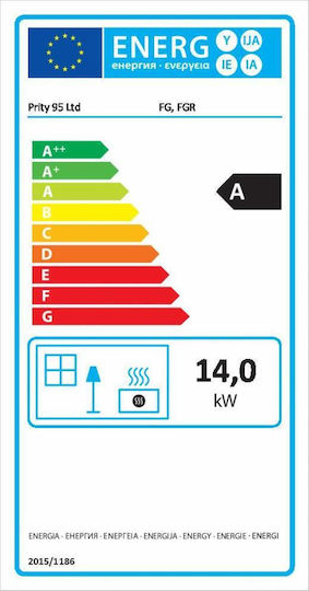 Prity FG Χαλύβδινη Ξυλόσομπα με Φούρνο 14kW Μαύρη