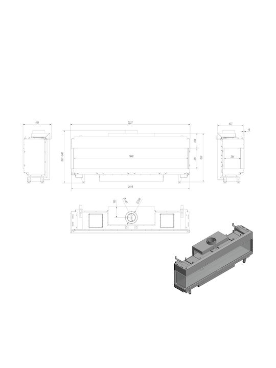 Kratki Leo L 200 G31 37 MBAR Ενεργειακό Τζάκι Αερίου 17kW Αριστερή Γωνία με Σταθερή Πόρτα