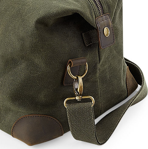 Quadra QD650 Heritage Waxed Canvas Holdall Sack Voyage 19lt Green Fabric L48xW24xH26cm