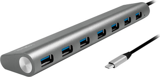 LogiLink USB 3.1 Hub 7 Porturi cu conexiune USB-C Argintiu