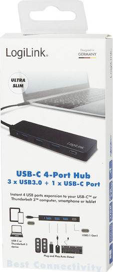 LogiLink USB-Hub 4 Anschlüsse USB 3.1 mit USB-C Anschluss