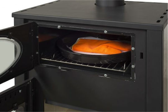 Alfatherm ALC02 Μεταλλική Ξυλόσομπα με Φούρνο 15kW Μπεζ