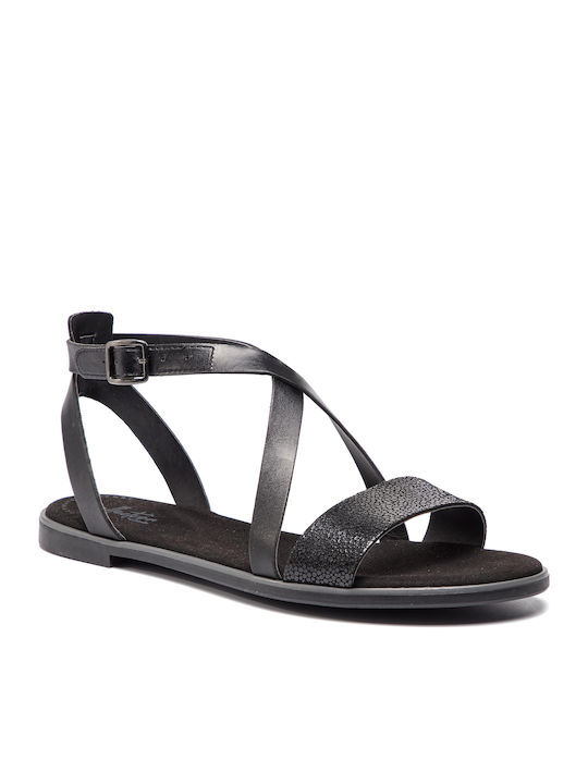 Clarks Bay Rosie Leather Women's Flat Sandals in Black Color