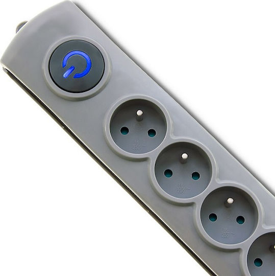 Qoltec Power Strip with Surge Protection 8 Positions with Switch and Cable 3m Gray