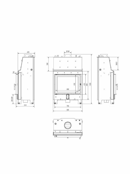 Kratki MBA PW 17 W Ενεργειακό Τζάκι Ξύλου Καλοριφέρ 17kW Ίσιο με Ανοιγόμενη Πόρτα Κλειστού Δοχείου