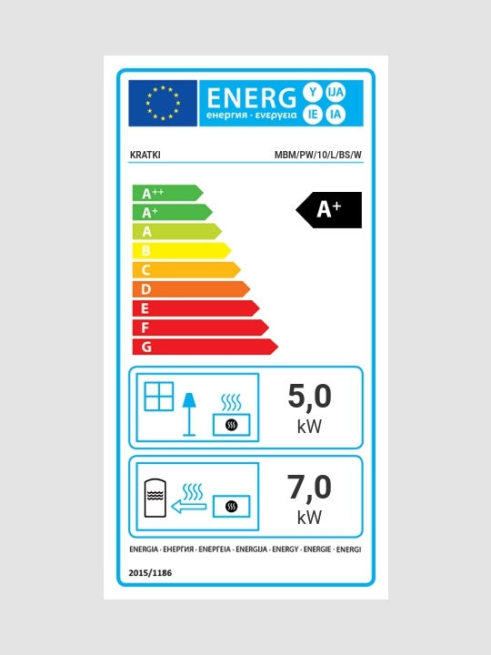Kratki MBM PW 10 L BS W Kaminofen Holz Heizkörper 12kW Linke Ecke mit einer zu öffnenden Tür Geschlossenes Ausdehnungsgefäß