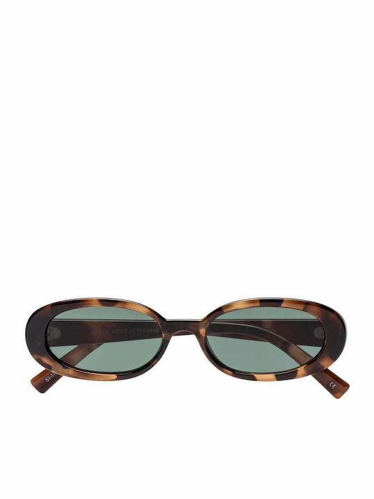 Le Specs Outta Love Women's Sunglasses with Brown Tartaruga Plastic Frame and Green Lens LSP1802498