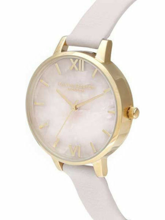 Olivia Burton Semi Precious Γυναικείο Ρολόι 34mm Μπαταρίας με Ροζ Δερμάτινο Λουράκι