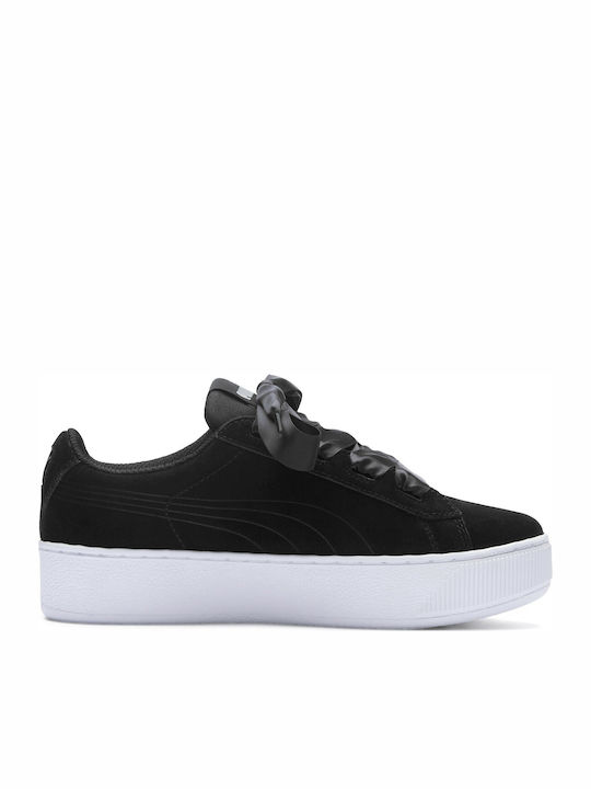 Vikky Platform Ribbon Παιδικά Sneakers με Σκρατς Μαύρα