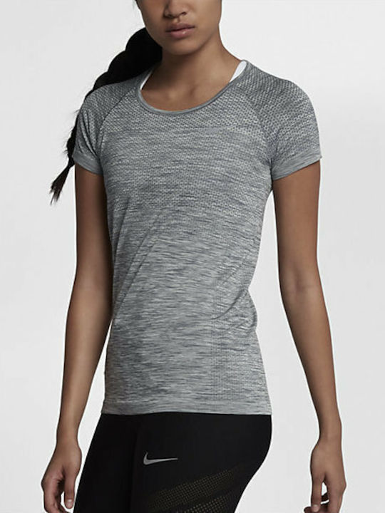 Nike Damen Sportliche Bluse Kurzärmelig Dri-Fit Gray 831498-066