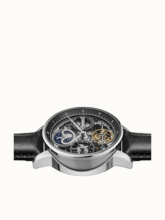 Ingersoll The Jazz Ανδρικό Ρολόι 42mm Αυτόματο με Μαύρο Δερμάτινο Λουράκι