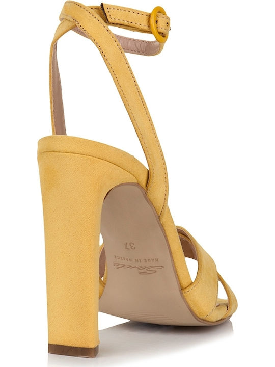 Sante Women's Sandals Yellow with Thin High Heel