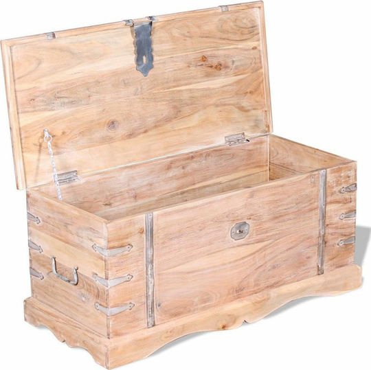 vidaXL Wooden Decorative Trunk Beige 90x40x40cm