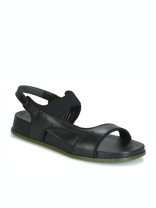 Camper Atonik Leather Women's Flat Sandals Anatomic Sporty in Black Color