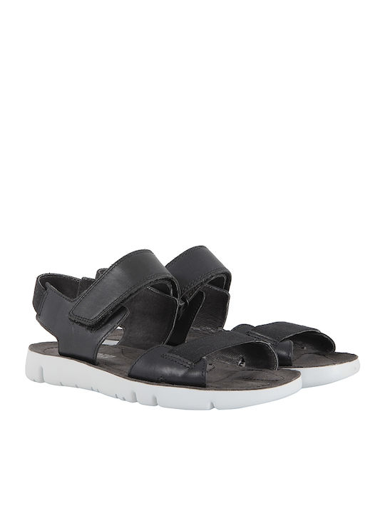 Camper Oruga Leather Women's Flat Sandals Sporty in Black Color