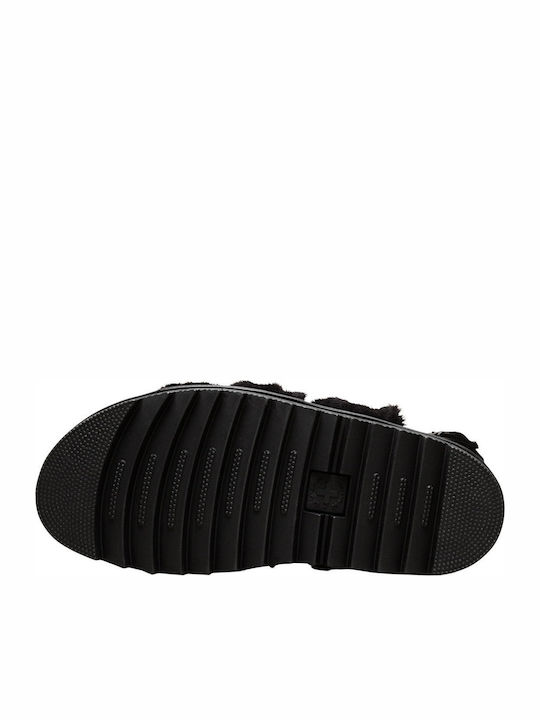 Yelena Fluffy Sandale Casual Damă Flatforme Negru