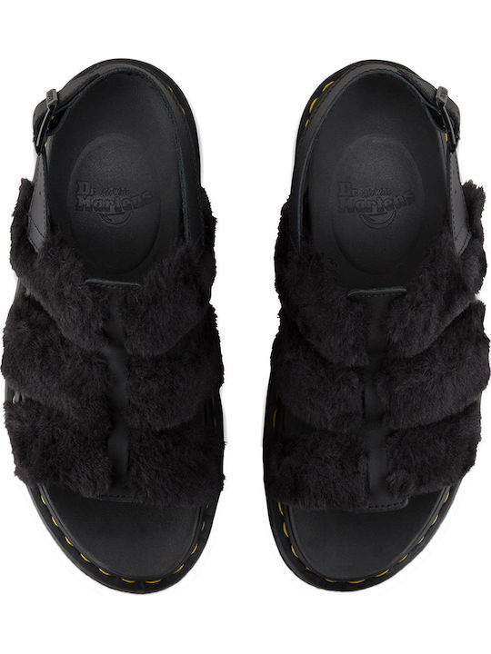 Yelena Fluffy Sandale Casual Damă Flatforme Negru