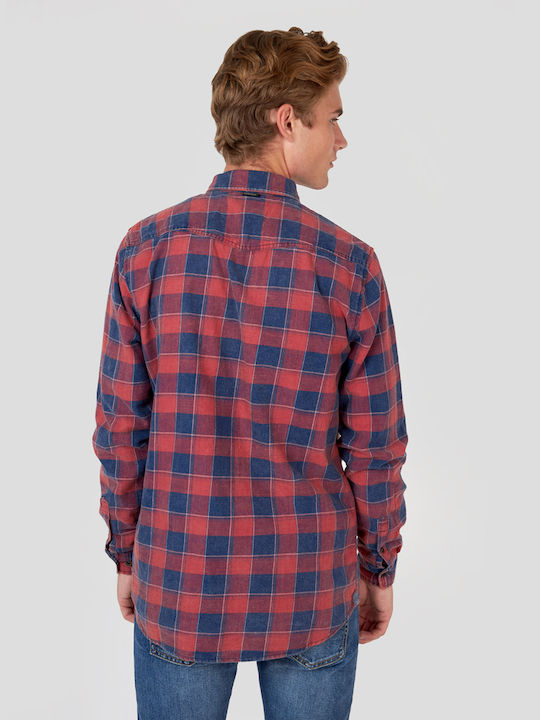 Funky Buddha Flannel Shirt Denim / Red