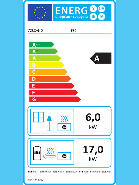 Volcano F80 Ενεργειακό Τζάκι Ξύλου Καλοριφέρ 23kW Πρισματικό με Συρόμενη Ανοιγόμενη Πόρτα
