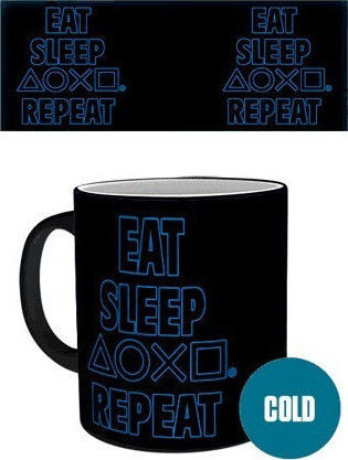 GB eye Playstation - Eat Sleep Repeat Heat Change Cană Ceramică Albastră 320ml