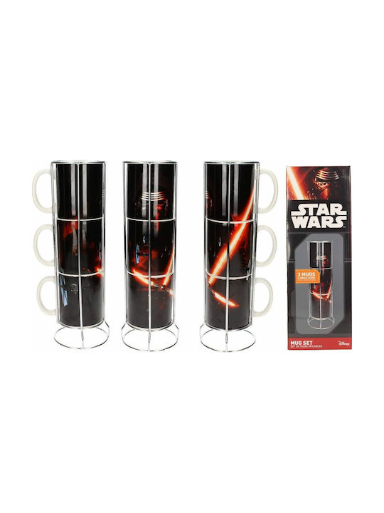 Sd Toys Star Wars - Kylo Lightsaber 3 Stackable Ceramic Mugs Set Κούπα Κεραμική Μαύρη 3τμχ