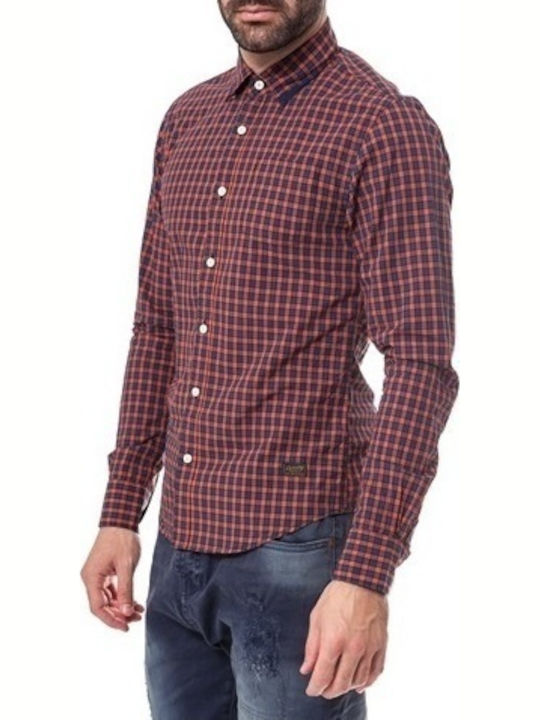 Scotch & Soda Men's Shirt Long Sleeve Checked Burgundy 15040820030-B