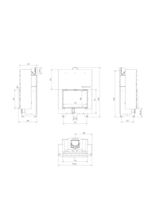 Kratki MBA 17 Guillotine Ενεργειακό Τζάκι Ξύλου 17kW Ίσιο με Συρόμενη Πόρτα