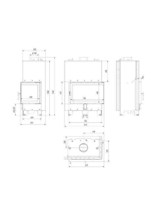 Kratki MBO PW 15 P BS W Ενεργειακό Τζάκι Ξύλου Καλοριφέρ 15kW Δεξιά Γωνία με Ανοιγόμενη Πόρτα Κλειστού Δοχείου