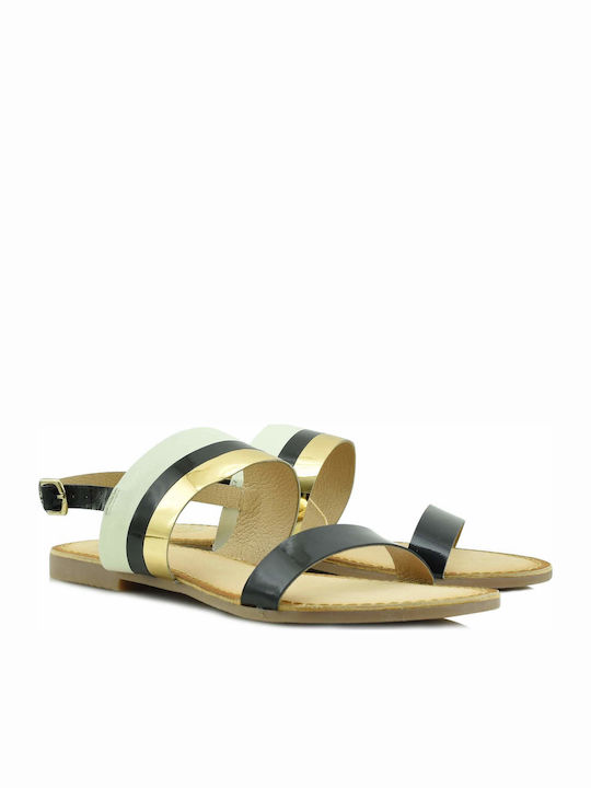 Gioseppo Leather Women's Flat Sandals in Black Color