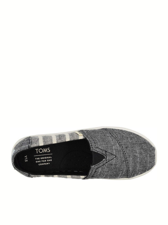 Toms Παιδικές Εσπαντρίγιες Slip-On Μαύρες Alpargata Cabana Classic