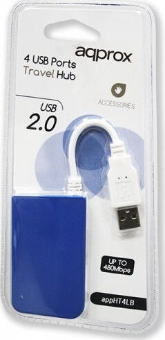 Approx Hub 4 Θυρών USB 2.0 με σύνδεση USB-A Μπλε