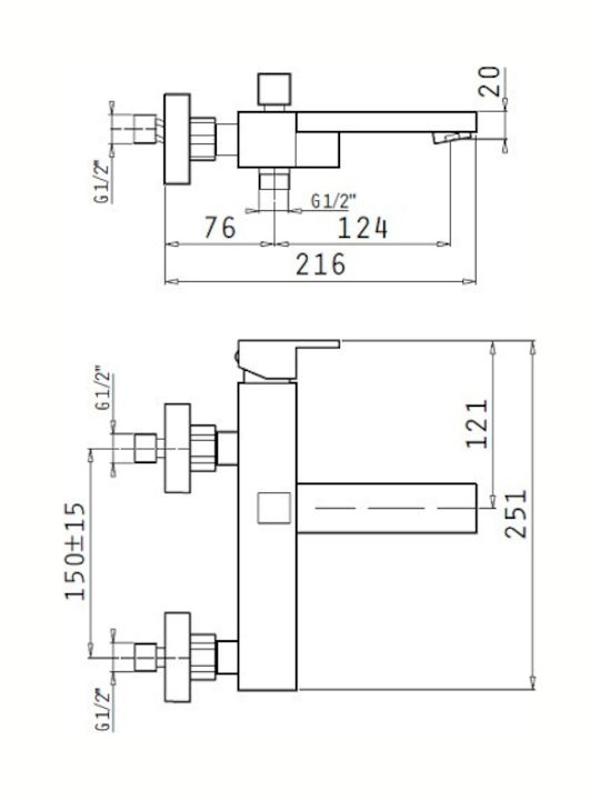 Pyramis Streto Plus Αναμεικτική Μπαταρία Μπανιέρας Πλήρες Σετ Ασημί