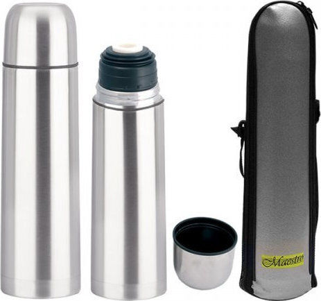 Maestro MR-1633 Μπουκάλι Θερμός Ανοξείδωτο 750ml Ασημί με Καπάκι-Κύπελλο