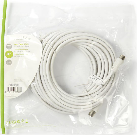 Nedis Antenna Cable Coax male - Coax female White 10m (CSGP40000WT100) 1pcs