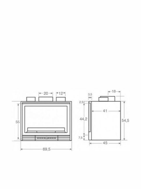 Salgueda Insert 700 GV New Енергийна вмъкната касета Касета Дърво Въздушно отопление Въздуховоди 14кВт Прав с отваряща се врата
