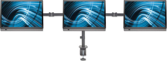 Manhattan Stand Desk Mounted for 3 Monitors up to 27" with Arm (461658)