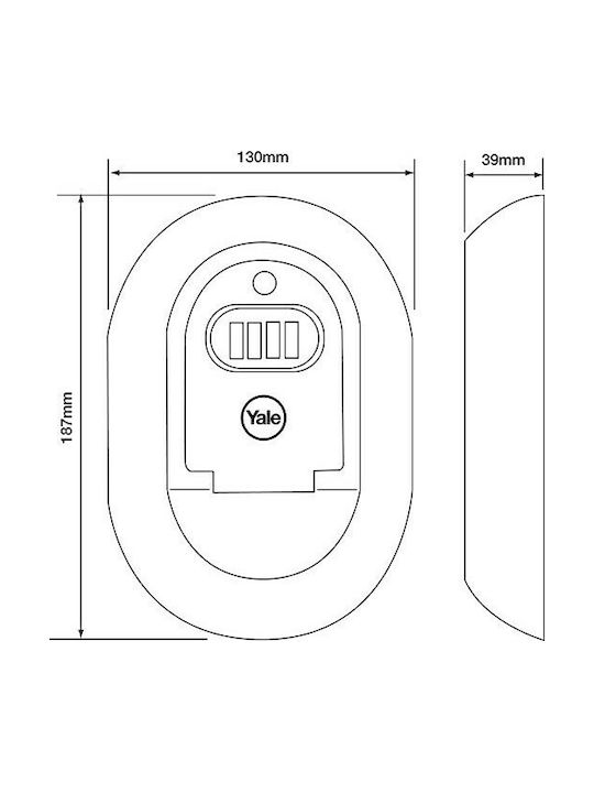 Yale Wall-Mounted Combination Key Holder Metallic With Combination Dial 13x3.9x18.7cm