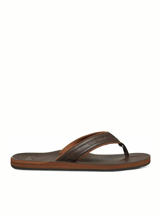 Quiksilver Carver Nubuck Flip Flops σε Καφέ Χρώμα