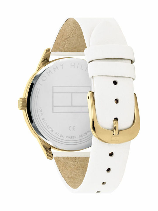 Tommy Hilfiger Brooke Γυναικείο Ρολόι 38mm Χρονογράφος Μπαταρίας με Λευκό Δερμάτινο Λουράκι